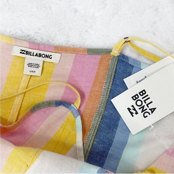 Billabong Lucky Us Striped Sleeveless Midi Dress Pastel Multi Large - Picture 13 of 16